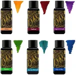 Diamine Fountain Pen Ink 30ml - Colour Wheel - 6 x Bottles - Amber, Oxblood, Imperial Purple, Aurora Borealis, Oxford Blue, Meadow