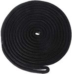 Docking Lines Double Braided Nylon Black Docking Lines 5/8 Inch 25 FT, 50 FT Mooring Rope with 12" Eyelet Anchor Line Boat Accessories