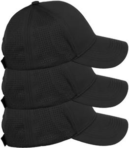Daxton Air Cool Tech Hat Ventilated Micro Holes Structured High Profile Baseball Cap 3 Pack - Black