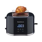 Morphy Richards Windsor Series Digital 2 Slice 800W Pop Up Toaster|8-Browning Levels|Reheat&Defrost|Wide Bread Slots|Bun Warmer|Dust Cover|Removable Crumb Tray|2-Yr Warranty By Brand|Black,800 Watts