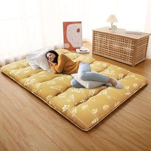 GarveeHome Japanese Futon Mattress, Full Size Futon Floor Mattress Japanese Style Floral Pattern Mattress for Floor, Tatami Mat, Sleeping Mattress Pad for Camping Travel, Flowers Yellow