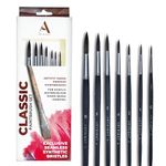 ArtRight Artists' Round Paint Brush Set of 7 with Seamless Synthetic Bristles & Free Brush Holder - Professional Artist Handmade Round Paintbrush Set for Watercolor Painting