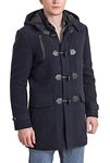 BGSD Men's Tyson Wool Blend Leather Trimmed Toggle Coat Navy XX-Large Tall