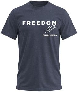 Freedom Shirt - Simple Freedom Text with Charlie Kirk Signature T Shirt for Men & Women Patriotic Tee Navy Heather XXX-Large