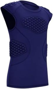 DEVOROPA Youth Boys Football Baseball Padded Shirt Sleeveless Compression Undershirt Chest Protector Rib Heart Softball Navy Blue S