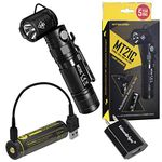 Nitecore MT21C 1000 Lumen 90 Degree Tilt-able head LED Flashlight, NL1834R rechargeable battery with EdisonBright USB charging cable bundle