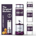 OWNAIR Portable Blenders for Smoothies and Juices – Blender Mixer Grinder – 5000mAh Rechargeable, 450ml Stainless Steel Jar, 240W – Juicer Blender, Baby Food & Smoothie Maker (Purple_Grey)