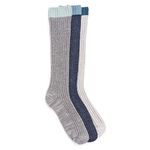 MUK LUKS Women's 3 Pair Pack Slouch Socks, Cool Tones, OS (6-11), Cool Tones, One Size