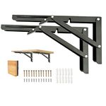 Medach Folding Shelf Brackets, 16 Inch 2 Pcs Heavy Duty Shelf Brackets, Collapsible Shelf Brackets For Foldable Shelf, Bench Table, Wall Mounted Folding Table Brackets Space-Saving