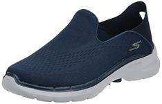 Skechers Mens Go Walk 6 - Traverse Walking Shoes Vegan Air-Cooled Goga Mat Breathable Insole with High-Rebound Cushioning Navy - 7 UK (216269)