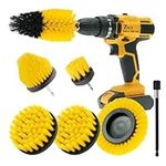 Sayutie 7 Pcs Drill Brush Set All Purpose Power Scrubber Cleaning Kit with Extend Attachment for Bathroom Surfaces, Grout, Floor, Tub, Shower, Tile, Kitchen and Car (Yellow)