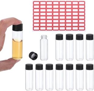 PATIKIL 15ml Clear Glass Vials, 36 Pack Sample Vials with Screw Cap Reagent Media Bottle with Labels Leak-Proof Liquid Vial for Lab
