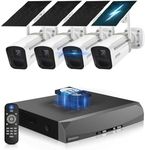 《100% Wire-Free》Wireless Outdoor Security Camera System, Solar Powered WiFi Cameras Systems with PIR Motion Detection, Home Video Surveillance DVR Kits