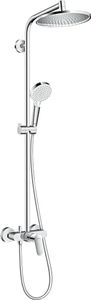 hansgrohe Crometta S - Duschsystem mit Einhebelmischer, Regendusche (240 mm) mit Armatur, Handbrause (2 Strahlarten), Schlauch, Brausestange und Kopfbrause (1 Strahlart), Chrom, 27269000