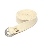 WiseLife Yoga Stretch Belt/Strap | Best for Daily Stretching, Yoga, Pilates, Physical Therapy, Fitness | 8 Feet Premium Cotton Strech Band (Beige)