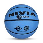 NIVIA Europa Basketball, As per Basic Standard, 8 Panels, Molded Durable Rubber Cover with Pebbled Texture, Butyl Threadwounded Bladder, to Play on All Indoor & Outdoor Surfaces (Size - 5, Assorted)