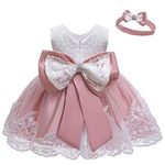 LZH Baby Dress Girls Formal Bowknot Birthday Party Tutu Flower Dress with Headwear