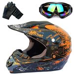 Youth Motorcycle Helmet,Boys and Girls Full face Helmets for Children's Bicycles Motorcycles Snowboarding,DOT / FMVSS-218 Certification Standard,Four Seasons,E,S