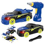 GILOBABY Kids Take Apart Toys Racing Car, 2 IN 1 Construction Tool Build Your Own Car Toy with Light & Sound, 26Pcs Preschool Toy with Electric Drill, 3D Car Toy for Girls Boys, Toys for Gift Age 3-6