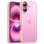 JETech Matte Case for iPhone 16 6.1-Inch, Shockproof Military Grade Drop Protection, Frosted Translucent Back Phone Cover, Anti-Fingerprint (Light Pink)