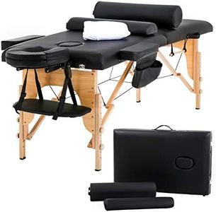 Massage Table Massage Bed Spa Bed 73 inch Long Height Adjustable Portable 2 Folding Massage Salon Table W/Sheet Cradle Bolsters Hanger Facial Salon Tattoo Bed