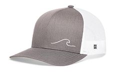 Wave Hat - Ocean Trucker Hat Baseball Cap Snapback Surf Beach Hat (Grey/White)