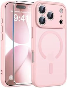 FNTCASE for iPhone 17 Pro Case: Translucent Pink Slim Cases Compatible with MagSafe, Full Camera Protection & Tempered Glass Protector, 14FT Military Grade Drop Tested, Matte Skin-Friendly Cover
