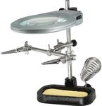 ZD10MB Helping Hand Soldering Stand With Magnifier & LED Light Ideal For Soldering Work or Model Makers Ideal For Soldering Work or Model Makers, Adjustable Crocodile Holding Clamps