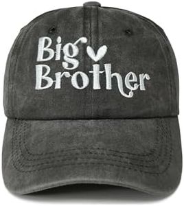 Shenbors Embroidered Big Brother Hat for Toddler Boy Kids, Gift for New Big Bro, Washed Black Cotton Baseball Cap for Child Youth