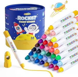 JUPITEARTH 36 Colors Tempera Paint Sticks, Washable Rocket Paint Sticks for Kids, Non-Toxic and Quick Drying