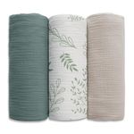 Soarwg Kids Muslin Cloth Baby Swaddle Cloths for Newborns, Pack of 3 Muslin Blanket, Large 95 x 100cm Baby Blanket - Baby Swaddle Blanket Burp Cloths, Swaddle Cloth Essential Items for Baby Shower
