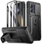 Poetic Revolution Case for Motorola Moto Edge 2024 [Not for 2023 Version], [Slide Camera Cover], Full-Body Military Grade Rugged Shockproof Cover with Kickstand and Built-in-Screen Protector, Black