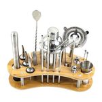 Supvox® 19Pcs Professional Cocktail Shaker Set, Bartender Kit - Cocktail Kit, Cocktail Set, Making Kit with Bamboo Display Stand & 550ml Stainless Steel Bartending Tools for Bar Home