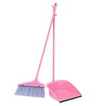 SE7EN Dustpan And Broom Set With Long Metal Handle&Plastic Dustpan|Hard_Floor Broom With Dustpan Set For Kitchen, Home, Schools Lobby, Hospital Cleaning, Etc,Multicolour