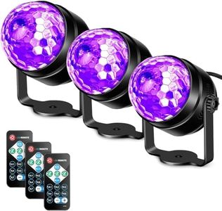 Litake UV Black Lights for Glow Party, 6W LED Disco Ball Strobe Lights for Dark Party Supplies, Sound Activated with Remote Control, Dj Light for Halloween Xmas Birthday Party Home Decorations, 3 Pack