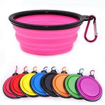 Collapsible Dog Bowl, Collapsible Dog Water Bowls for Cats Dogs, Portable Pet Feeding Watering Dish，Portable Dog Water Food Bowl with Carabiner, Pet Feeding Cup Dish for Traveling, Walking, Parking (Small, pink)