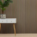 Generic WBM Acoustic Slat Wall Panel - Decorative & Sound Absorbing Wooden Slatted 3D Feature Pannelling Home Living Room Bedroom Interior Easy Installation Proofing 2400mm x 600mm Oak Natural