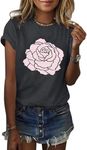 Womens Rose Graphic T Shirt Summer 