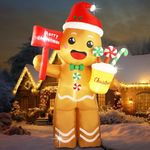 Fanshunlite 8FT Christmas Giant Inflatable LED Light Large Blow Up Yard Decorations for Home Garden Family Prop Lawn Holiday Indoor Decor, Candy Gingerbread Man