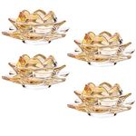 GOLDEAL Lotus Tealight Candle Holders,Set of 4,Gold Glass,Tea Light Holders,Votive Candle Holders Bulk,Pillar Candle Holder for Wedding Party,Baby/Bride Shower Party,Bathroom,Home Table Centerpieces