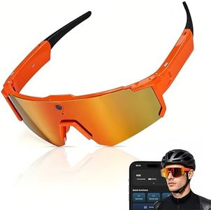 Osawalla AI Smart Glasses with Camera, HD Stabilized Video Recording Glasses, Waterproof Bluetooth Sunglasses with Ai Assistant, Touch Control, UV Protection for Cycling Skiing Outdoor Sports Orange