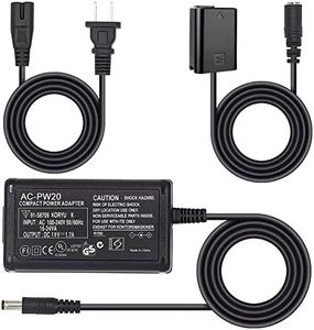 Camulti AC-PW20 AC Power Supply Adapter for Sony Camera Camcorder,NP-FW50 Dummy Battery Kit for Alpha A5100 A6000 A6100 A6300 A6400 A6500 ZV-E10 A7 A7R A7S A7II A7RII A7SII RX10 II III IV NEX5/7