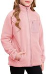 DOKOTOO KIDS Girls' Outerwear Jackets & Coats Soft Full Zip Fleece Sherpa Winter Warm Fuzzy Jackets Light Pink 14-15 Years