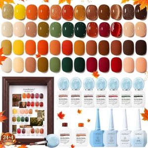 AZUREBEAUTY 24 Colors 15ml HEMA-Free Fall Gel Nail Polish Set, 29Pcs Kit