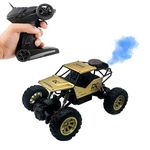 Eli & Chi Remote Control Monster Truck RC Car | Big Size Off Road 2WD Rock Crawler 45° Climbing Angle Rechargeable Battery Water Mist Spray and High Speed Racing Toy for Boys (Golden)