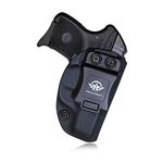 Gun Holster, Ruger LCP 380 Holster IWB Kydex Holster Custom Fit: Ruger LCP 380 Auto Pistol - Inside Waistband Concealed Carry - Adj. Cant Retention - Cover Mag-Button - Pouch (Black, Right)