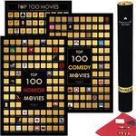 3 in 1 Gift Set - Top 100 Movies, Horrors, Comedy Scratch off Posters Bundle - Best Movies to Watch - Essential Cinema Checklist - Films of All Time Bucketlist - Ultimate Movies Scratchable Poster