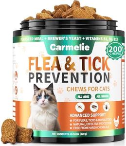 Flea Treatment for Cats - 200 Chews Flea and Tick Prevention for Cats Chewables - Kitten Flea Treatment Soft Treats for All Breeds & Ages - Natural Cat Flea and Tick Treatment Pills - Chicken Flavor