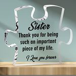 Merclix Sister Gifts Puzzle-Shaped Acrylic Plaque Sister Gifts from Sister Birthday Gifts for Sister from Brother Sister Birthday Gifts for Women Sister