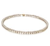 White 5-5.5mm AA Quality Freshwater Gold filled Cultured Pearl Necklace-36 in Opera length